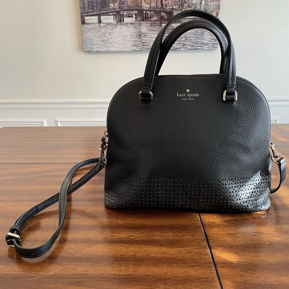KATE SPADE  - Carli Wakefield Lane Leather Satchel - Black - Picture 1 of 8